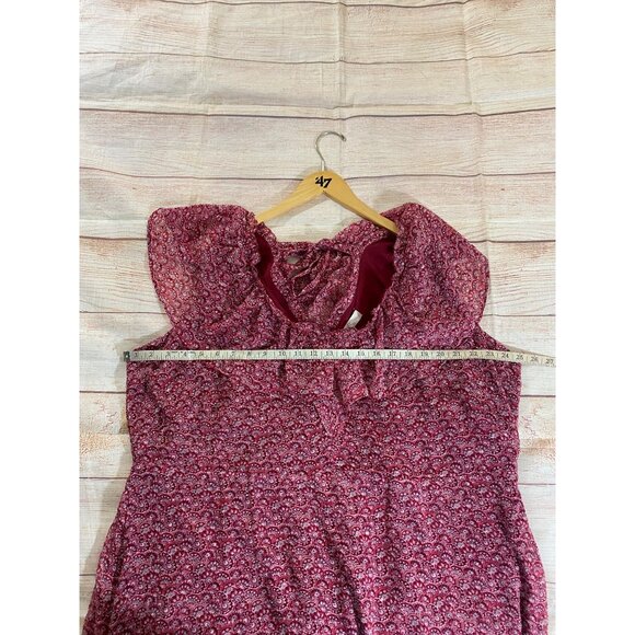 Loft Plus Women's Red Floral Flouce Tie Back Maxi Dress - 22 - Picture 9 of 16